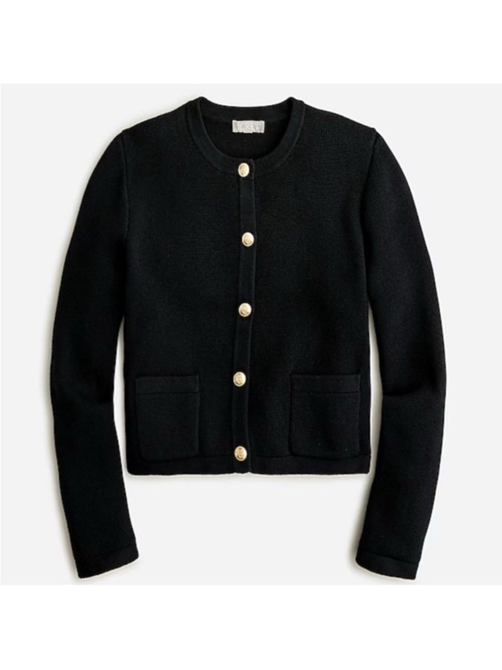 J. Crew Emilie Black Knit Sweater Lady Jacket Cardigan Gold Buttons S - Picture 2 of 7
